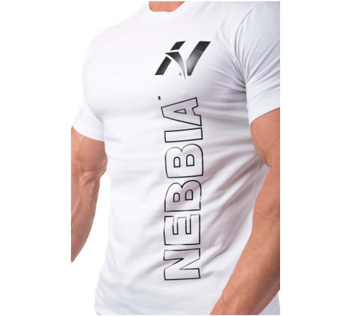 Чоловіча футболка Nebbia Vertical Logo 293 - білий/XL Чоловіча футболка Nebbia Vertical Logo 293 - білий/XL