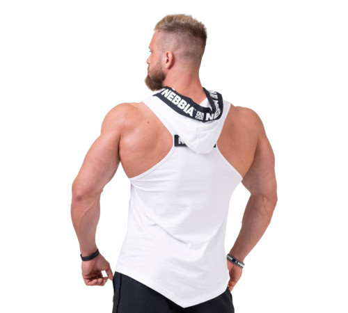 Чоловіча футболка з капюшоном без рукавів Nebbia No Excuses 173 - білий/XXL