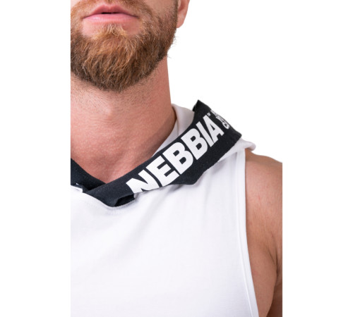 Чоловіча футболка з капюшоном без рукавів Nebbia No Excuses 173 - білий/XXL