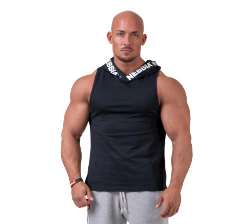 Чоловіча футболка з капюшоном без рукавів Nebbia No Excuses 173 - чорний/XL