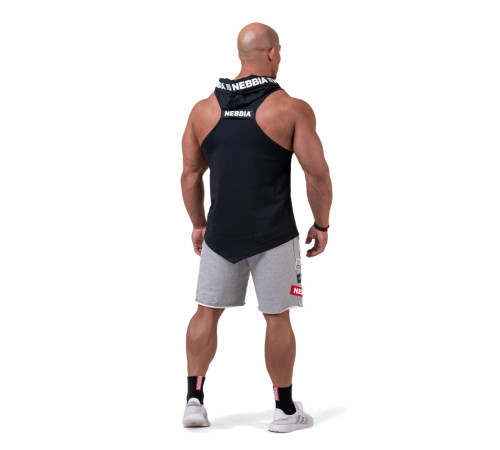 Чоловіча футболка з капюшоном без рукавів Nebbia No Excuses 173 - чорний/XL