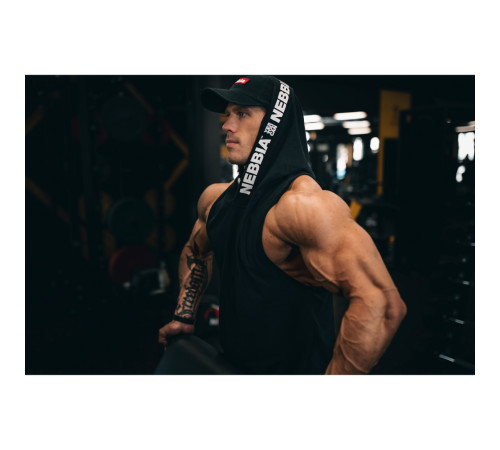 Чоловіча футболка з капюшоном без рукавів Nebbia No Excuses 173 - чорний/XL