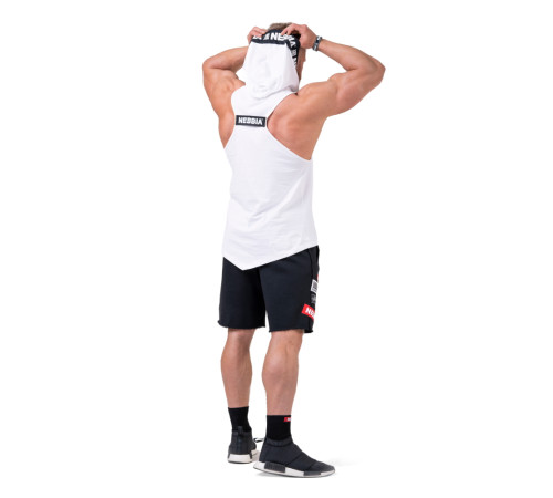 Чоловіча футболка з капюшоном без рукавів Nebbia No Excuses 173 - білий/L