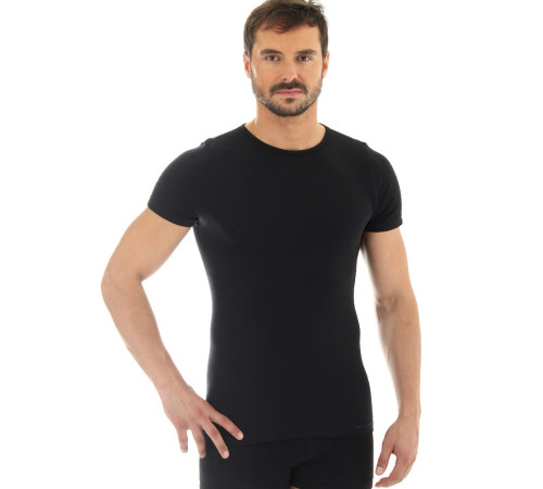 Чоловіча футболка з короткими рукавами Brubeck Wool Comfort - М - чорна Чоловіча футболка з короткими рукавами Brubeck Wool Comfort - М - чорна