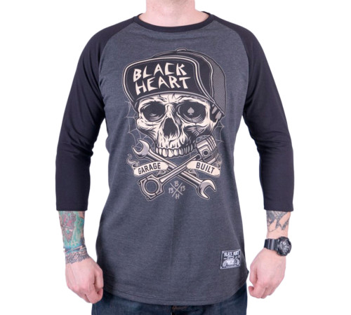 Футболка з довгими рукавами BLACK HEART Garage Built - сіра, M Футболка з довгими рукавами BLACK HEART Garage Built - сіра, M