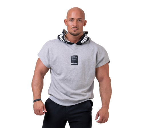 Чоловіча кофта з коротким рукавом з капюшоном Nebbia Limitless No Limits 175 - сірий/XXL