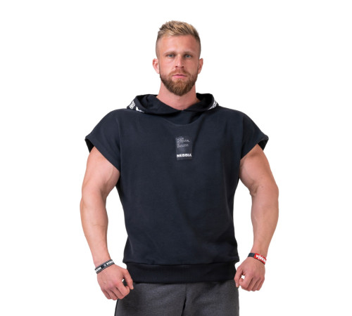 Чоловіча кофта з коротким рукавом з капюшоном Nebbia Limitless No Limits 175 - чорний/XL