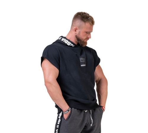 Чоловіча кофта з коротким рукавом з капюшоном Nebbia Limitless No Limits 175 - чорний/XL