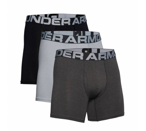 Чоловічі боксерки Under Armour Charged Cotton - 3 пари: чорні/сірі/темно-сірі/XL Чоловічі боксерки Under Armour Charged Cotton - 3 пари: чорні/сірі/темно-сірі/XL
