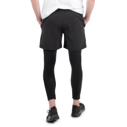 Чоловічі легінси + шорти 2-в-1 inSPORTline Closefit - L - чорні 
