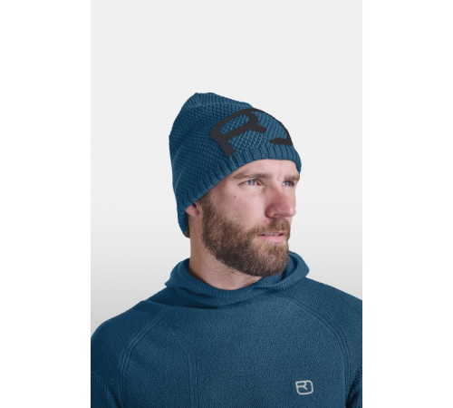 Шапка ч Ortovox ROCK'N'WOOL BEANIE M petrol blue - M - синій Шапка ч Ortovox ROCK'N'WOOL BEANIE M petrol blue - M - синій