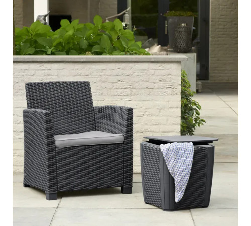 Стіл-скриня Keter Luzon round wicker 39 х 39, графіт