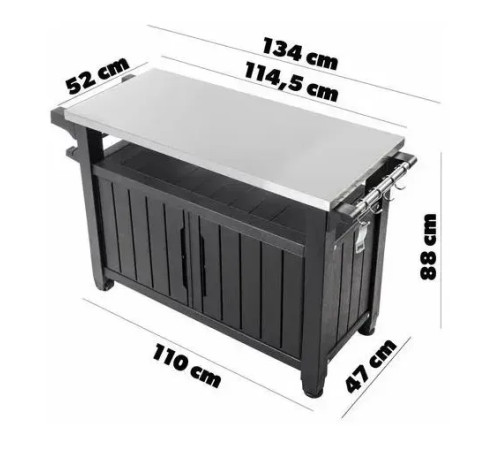 Стіл для барбекю Keter Unity XL 207 л, графіт