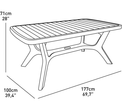 Стіл садовий Keter Baltimore 170 х 100 см, графіт