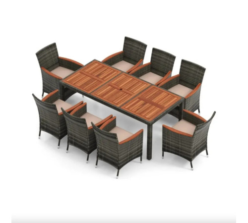 Комплект садових меблів Costway Viccos 8-місний, бежево-сірий