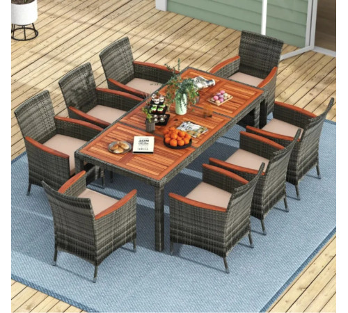 Комплект садових меблів Costway Viccos 8-місний, бежево-сірий