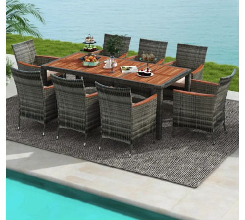 Комплект садових меблів Costway Viccos 8-місний, бежево-сірий