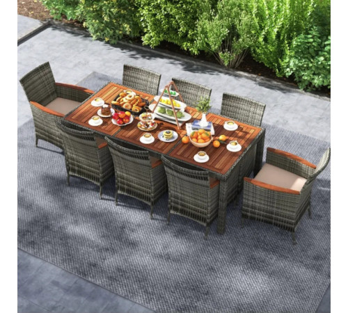 Комплект садових меблів Costway Viccos 8-місний, бежево-сірий