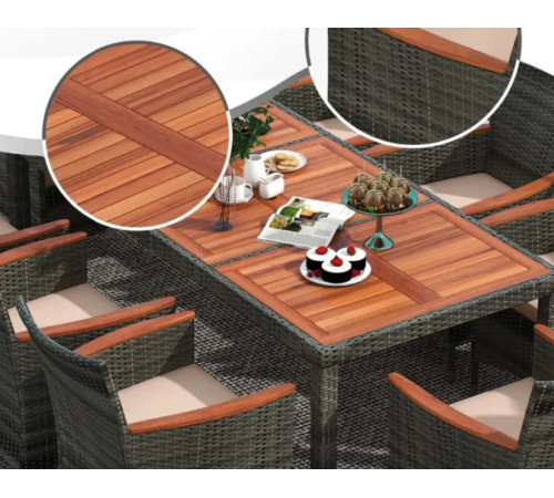 Комплект садових меблів Costway Viccos 8-місний, бежево-сірий