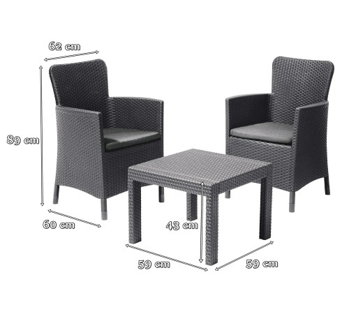 Комплект садових меблів Keter Salvado 2-місний, графіт