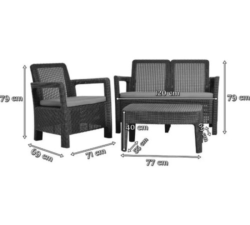 Комплект садових меблів Keter Tarifa 4-місний, коричневий