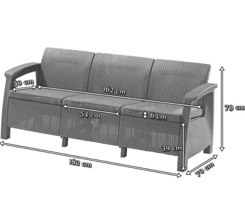 Комплект меблів Keter Fiesta 6-місний з подушками, графіт