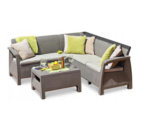 Комплект меблів Keter Corfu Relax 5-місний з подушками, капучино