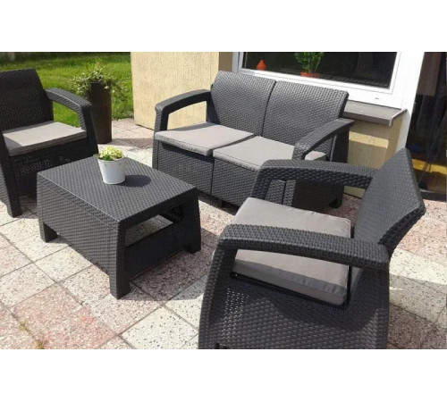 Комплект меблів Keter Corfu 4-місний з подушками, графіт