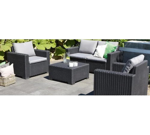 Диван садовий Keter California 2-місний з подушками, графіт