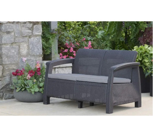 Диван садовий Keter Corfu II Love 2-місний, графіт