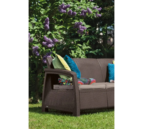 Диван садовий Keter Corfu II Max Love 3-місний, коричневий