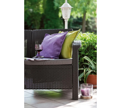 Диван садовий Keter Corfu II Max Love 3-місний, коричневий