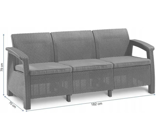 Диван садовий Keter Corfu II Max Love 3-місний, коричневий