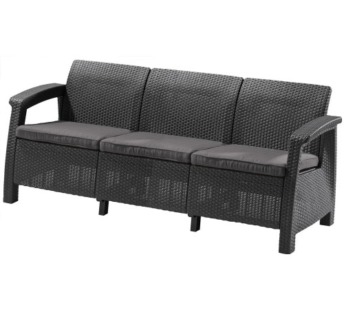 Диван садовий Keter Corfu II Max Love 3-місний, графіт