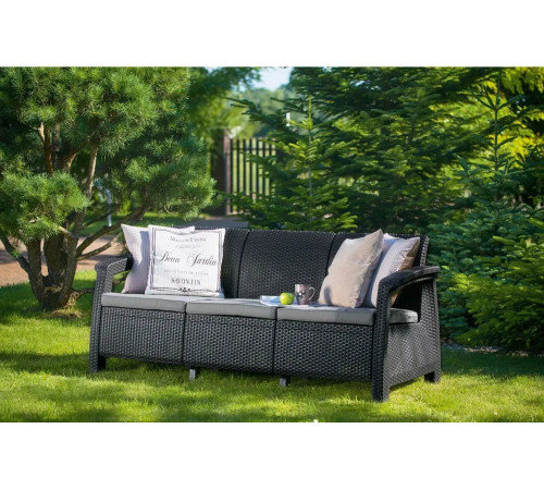 Диван садовий Keter Corfu II Max Love 3-місний, графіт
