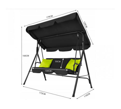 Качеля садова Bonro B-703 A Сіра+салатові подушки