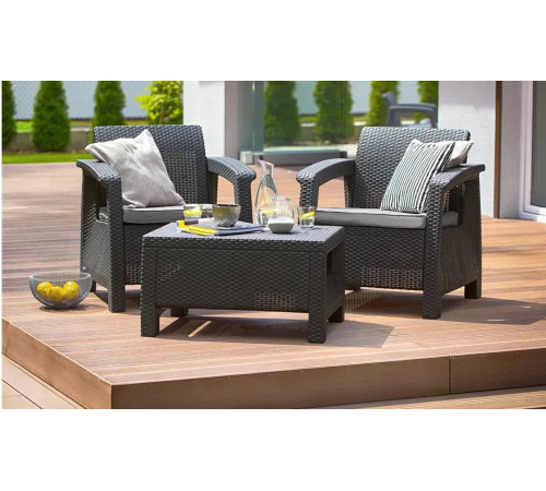 Комплект меблів Keter Corfu weekend 2-місний, графіт