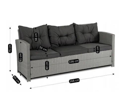 Комплект садових меблів з ротангу MEBEL ELITE Даллас, чорний