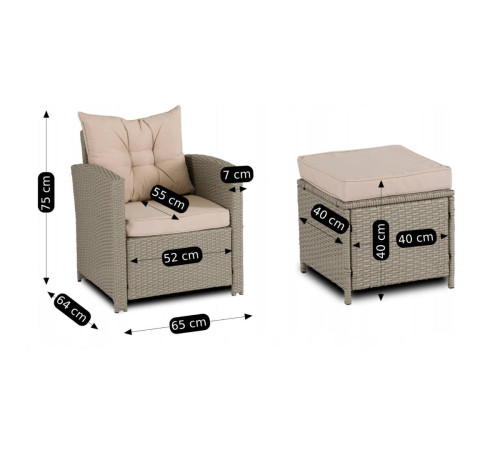 Комплект садових меблів з ротангу MEBEL ELITE Колорадо, бежевий