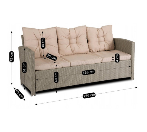 Комплект садових меблів з ротангу MEBEL ELITE Колорадо, бежевий