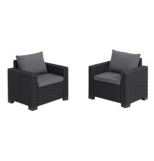 Комплект крісел садових Keter California з подушками, графіт