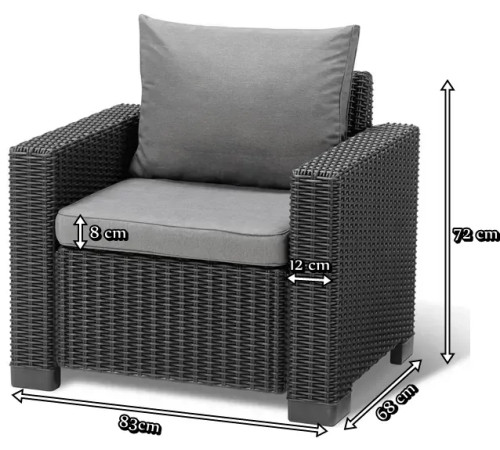 Комплект крісел садових Keter California з подушками, графіт