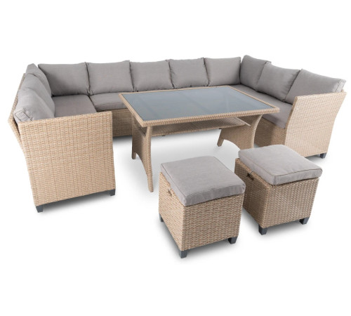 Комплект садових меблів Di Volio Livorno 9-місний, сіро-бежевий