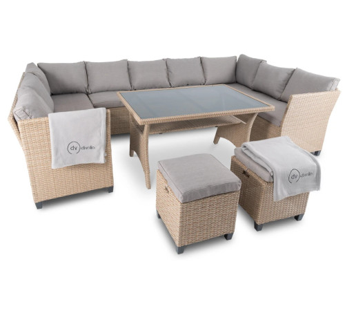 Комплект садових меблів Di Volio Livorno 9-місний, сіро-бежевий