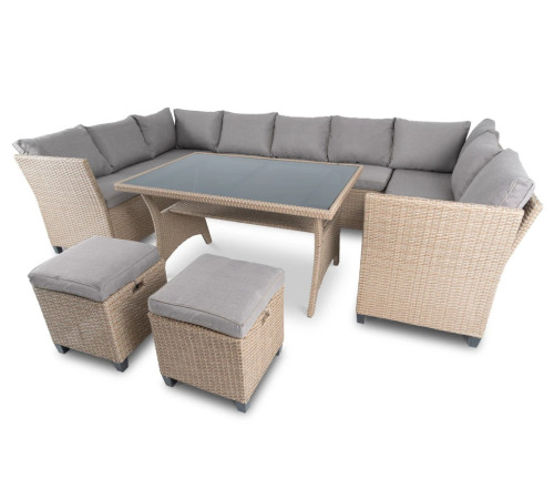 Комплект садових меблів Di Volio Livorno 9-місний, сіро-бежевий