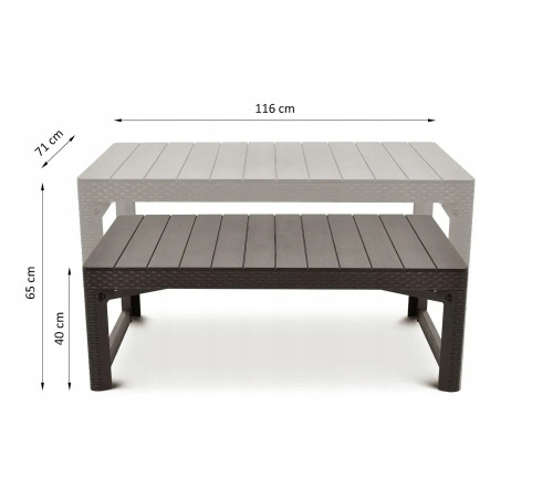 Стіл садовий Keter Lyon 120 x 73 см, коричневий