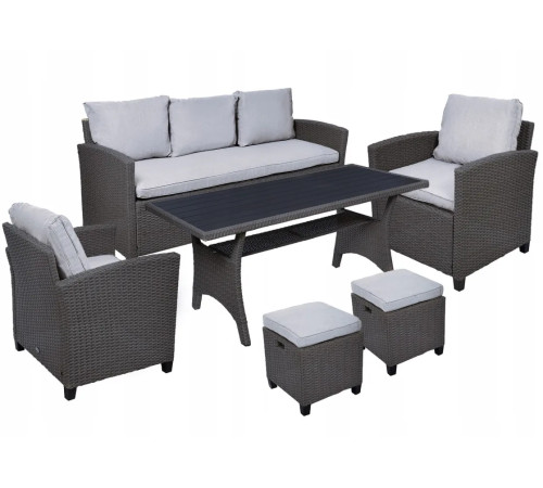 Комплект садових меблів з ротангу JUMI MILANO, сірий