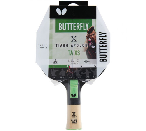Ракетка для настільного тенісу BUTTERFLY Tiago Apolonia X3, чорно-червона