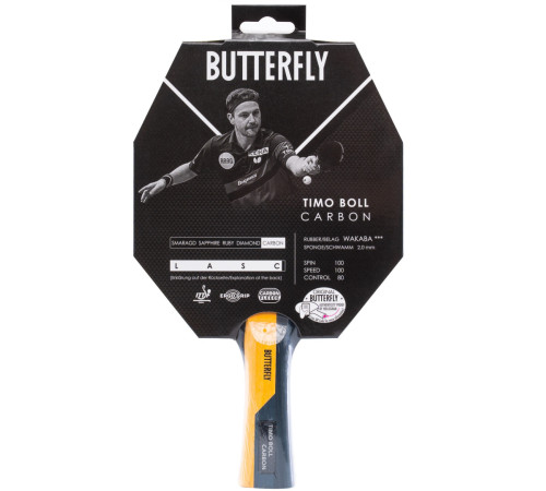 Ракетка для настільного тенісу BUTTERFLY Timo Boll Carbon, чорно-червона Ракетка для настільного тенісу BUTTERFLY Timo Boll Carbon, чорно-червона