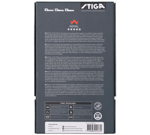 Ракетка для настільного тенісу Stiga Royal Carbon 5 Star FL, чорно-червона Ракетка для настільного тенісу Stiga Royal Carbon 5 Star FL, чорно-червона